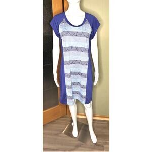 Title Nine Gidget 2.0 Dress Athletic SS Geometric Blue White Golf Tennis Large